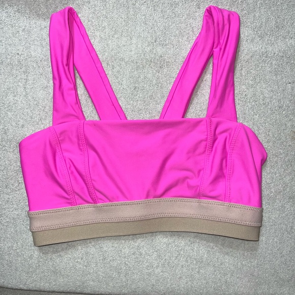 Free People FP movement Hot Pink and Tan  Sports Bra - Picture 1 of 6
